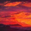 Fire Sky At Lighthouse Beach, Port Macquarie, Australia, Original Oil Painting By Nicola McLeay Fine Art