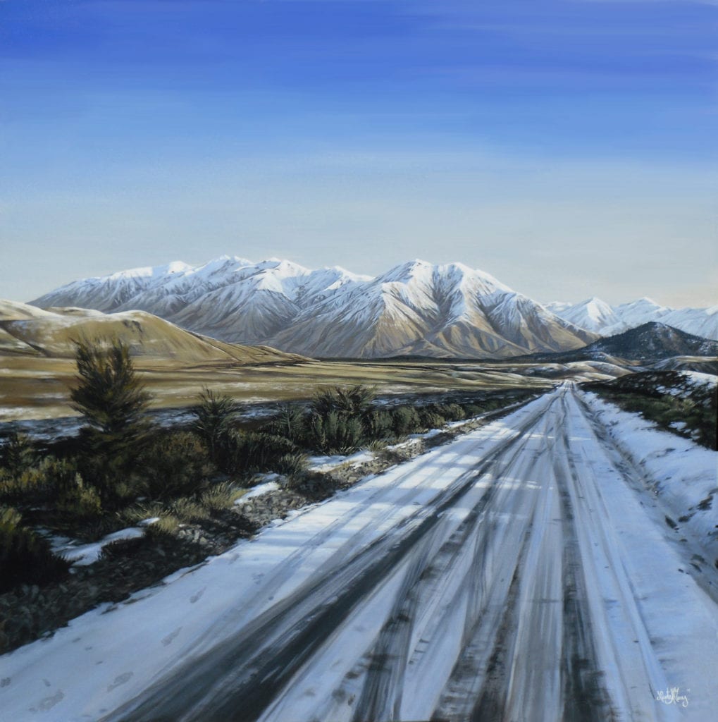 Lyndon Road, Mount Hutt, New Zealand Original Acrylic Painting By Nicola McLeay Fine Art