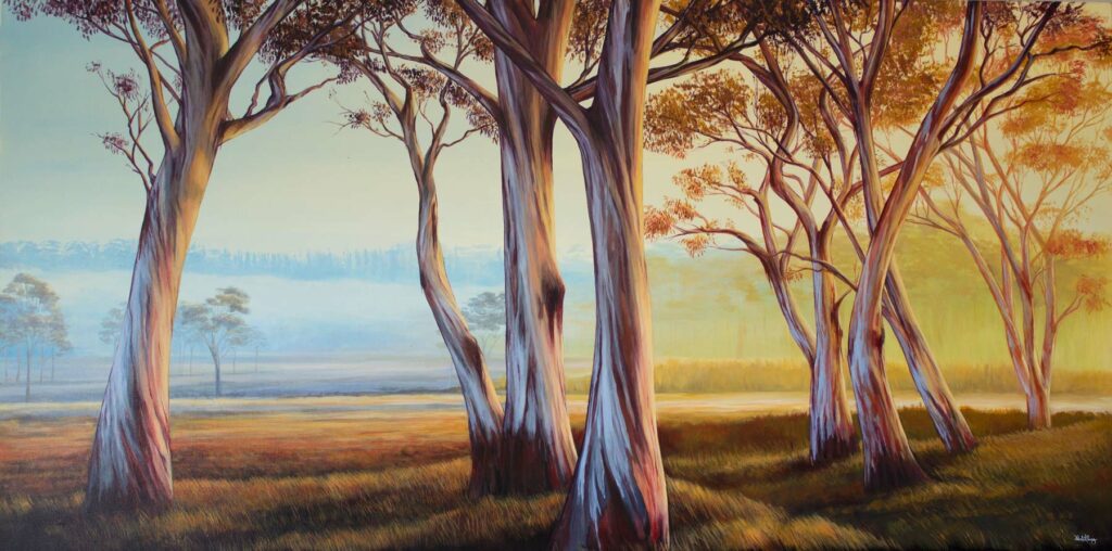 Light Through The Australian Gums, Australia, Original Acrylic Painting By Nicola McLeay Fine Art