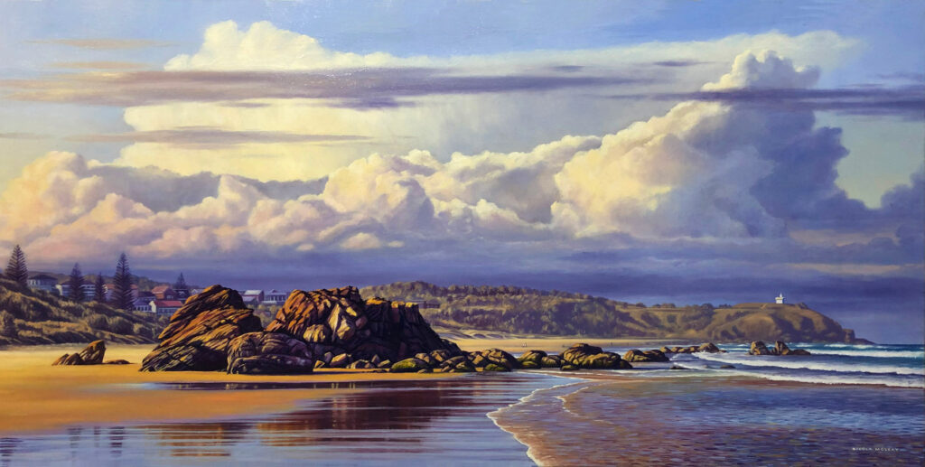 Cloud Formations, Lighthouse Beach, Port Macquarie, Australia, Original Oil Painting By Nicola McLeay Fine Art
