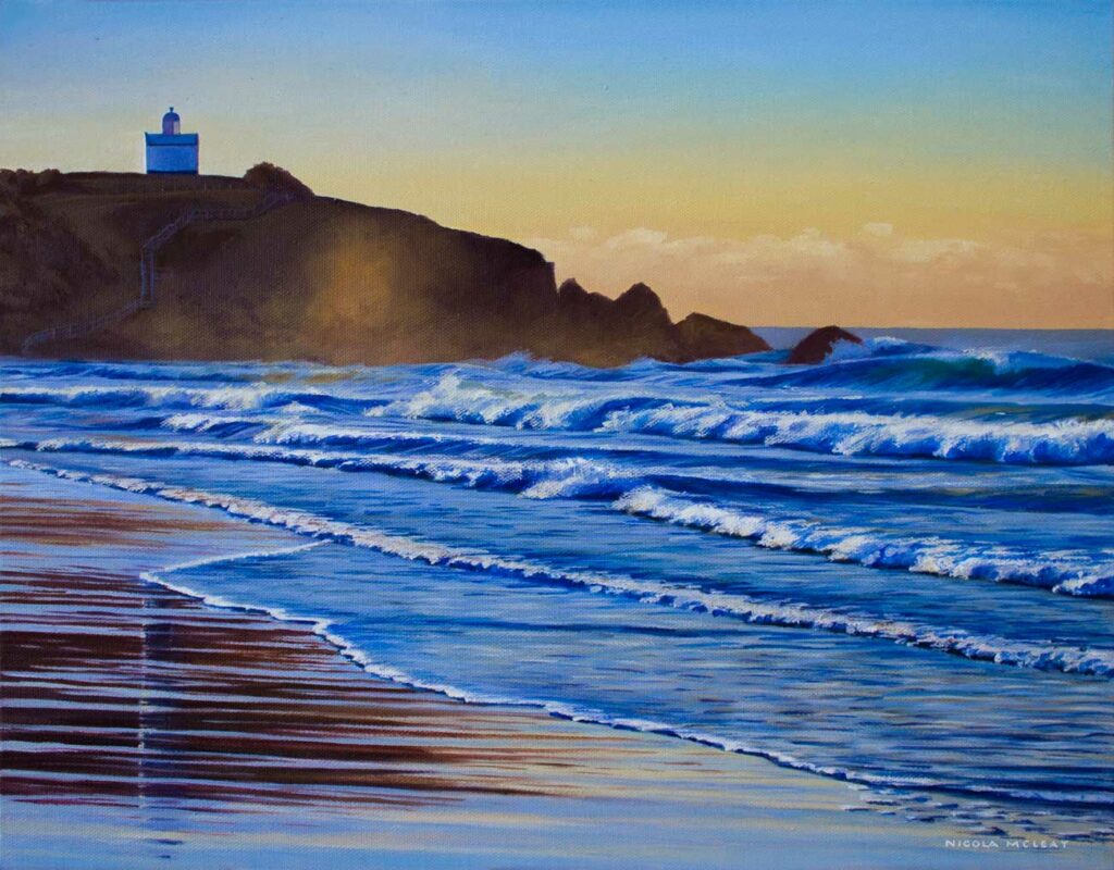 Tacking Point Sea Mist, Port Macquarie, Australia, Original Oil Painting By Nicola McLeay Fine Art