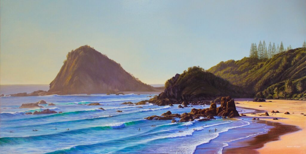 Flynns Beach Surf Swells, Port Macquarie, Australia, Original Oil Painting By Nicola McLeay Fine Art