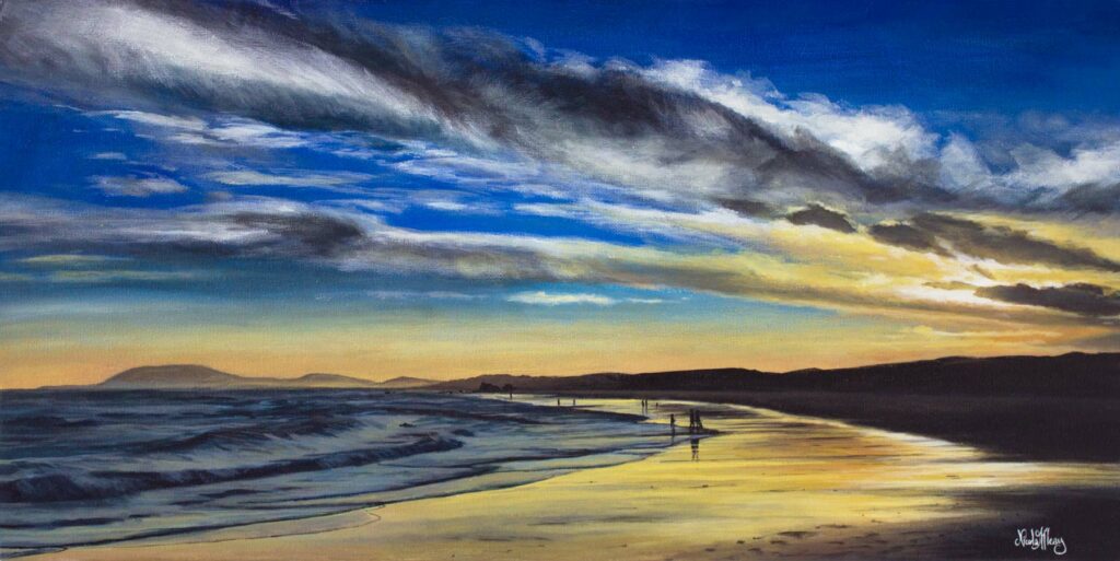 Lighthouse Beach Sunset, Port Macquarie, Australia, Original Acrylic Painting By Nicola McLeay Fine Art