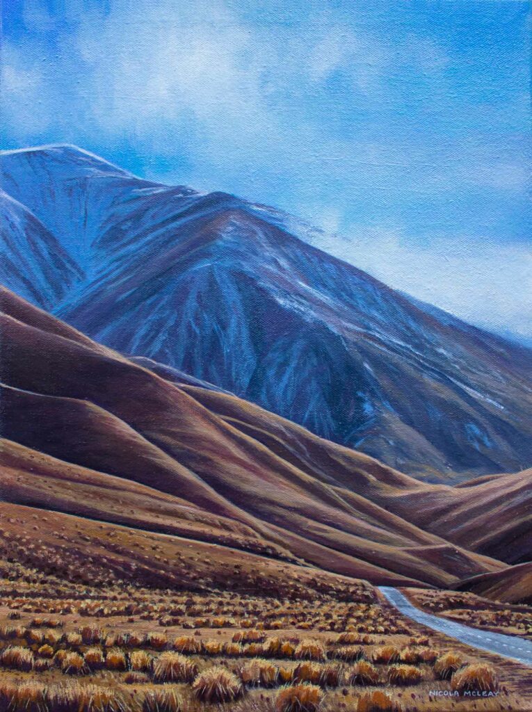Lindis Pass Mist, Canterbury, New Zealand, Original Oil Painting By Nicola McLeay Fine Art
