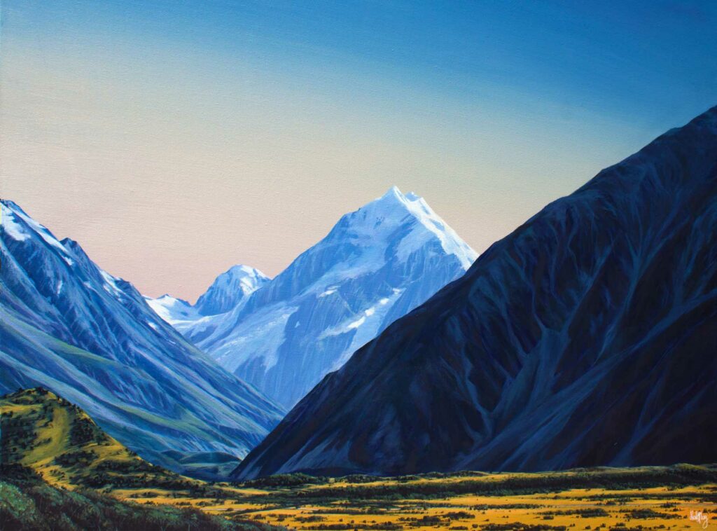 Mt Cook, Southern Alps, Mackenzie Region, New Zealand, Original Acrylic Painting By Nicola McLeay Fine Art