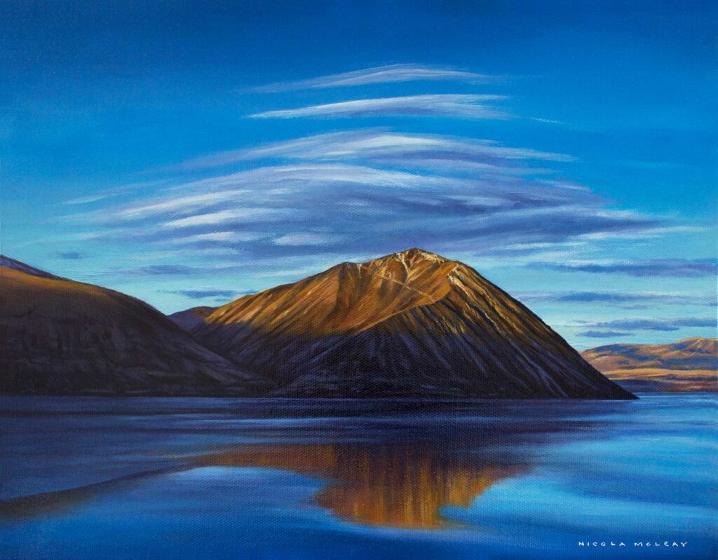 Lake Ohau Dusk, New Zealand, Original Oil Painting By Nicola McLeay Fine Art
