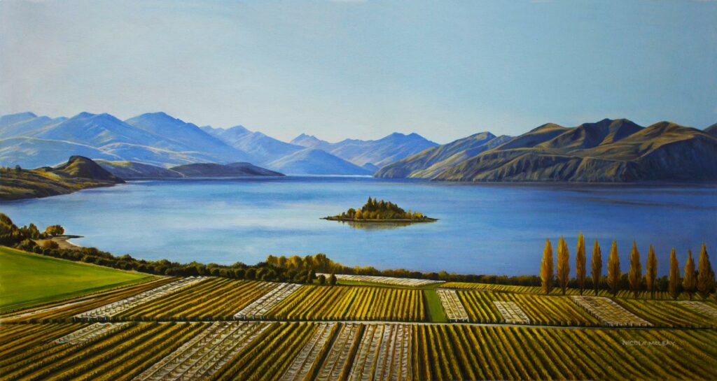 Rippon Vineyard, Wanaka, New Zealand, Original Oil Painting By Nicola McLeay Fine Art