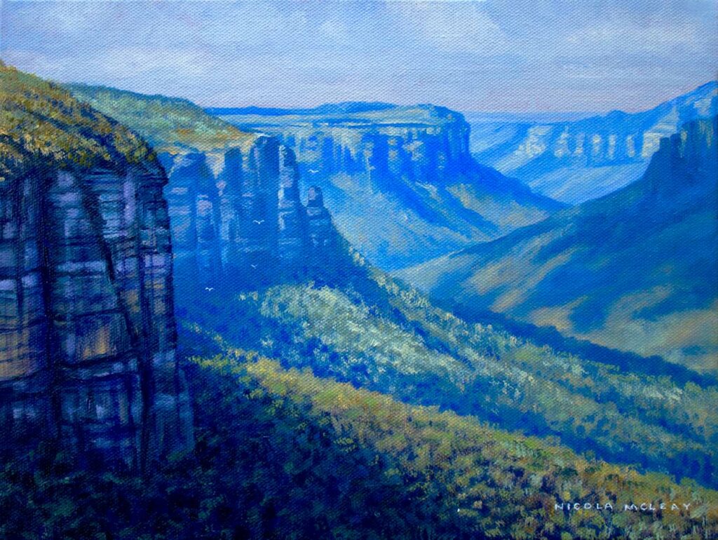 Jamison Valley, The Blue Mountains, Australia, Original Oil Painting By Nicola McLeay Fine Art