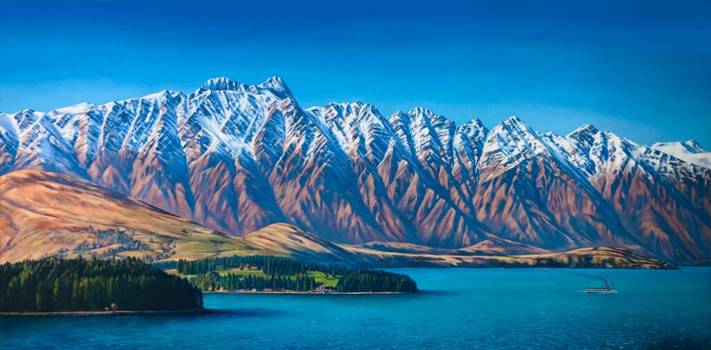 The Remarkables, Lake Wakatipu, Queenstown, New Zealand, Original Oil Painting By Nicola McLeay Fine Art