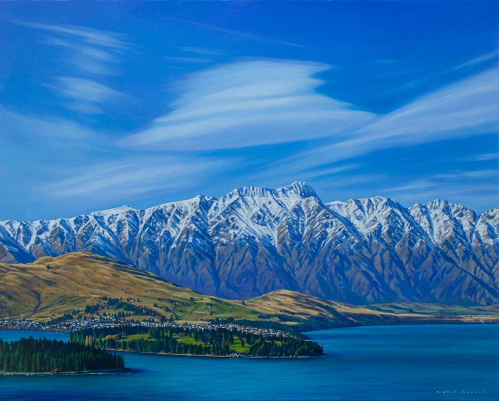 The Remarkables, Queenstown, New Zealand, Original Oil Painting By Nicola McLeay Fine Art