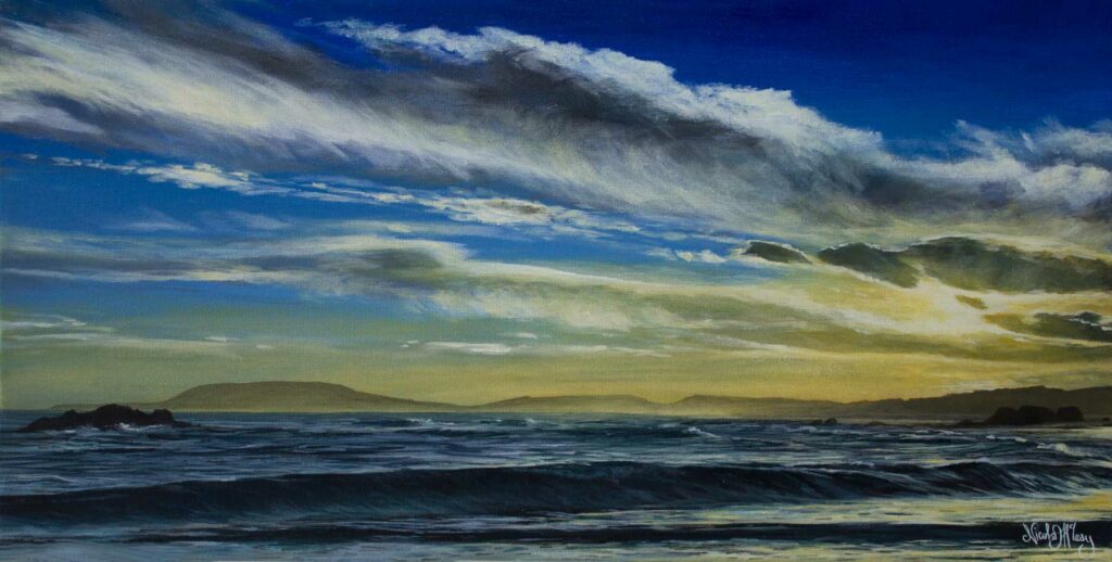 Waves At Dusk, Lighthouse Beach, Port Macquarie, Australia, Original Acrylic Painting By Nicola McLeay Fine Art