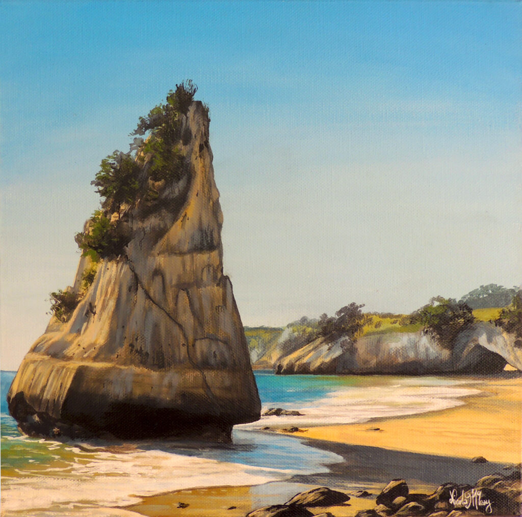 Cathedral Cove, Coromandle, New Zealand, Original Acrylic Painting By Nicola McLeay Fine Art