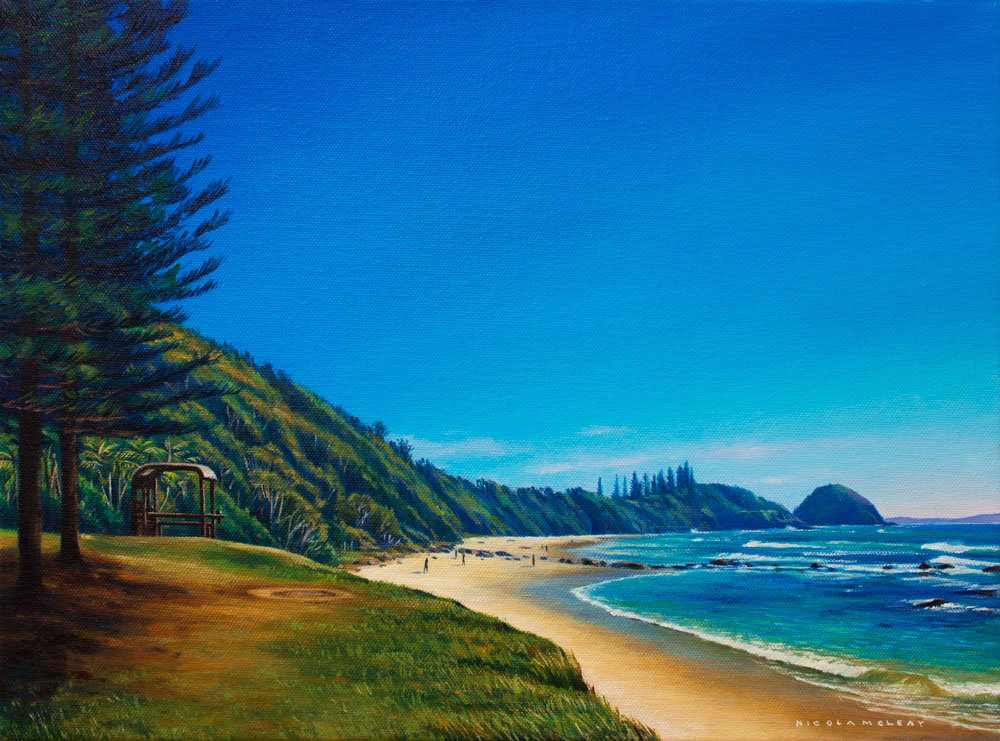 Shelly Beach Summer, Port Macquarie, Australia, Original Oil Painting by Nicola McLeay Fine Art