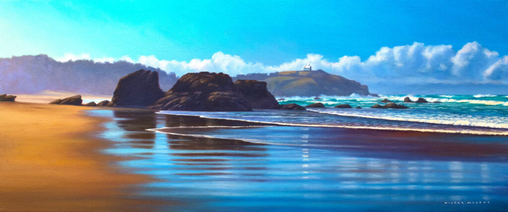 Watonga Rocks Summer, Port Macquarie, Australia Original oil painting by Nicola McLeay Fine Art