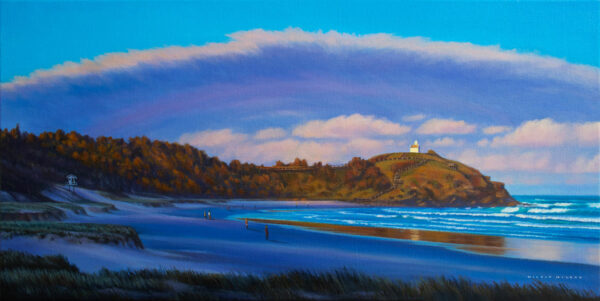 lighthouse beach sand dunes and clouds port macquarie nsw australia oil painting by nicola mcleay