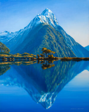 Mitre Peak Reflections New Zealand Landscape oil painting Nicola McLeay